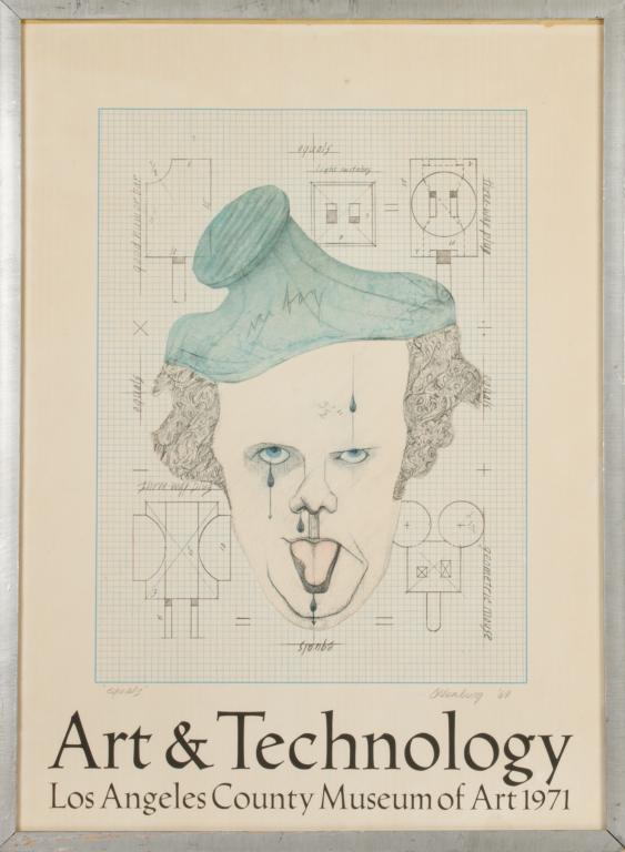 ATTRIB. CLAES OLDENBURG (American, b. 1929): Equals ('69) Poster for the Los Angeles County of Art and Technology 1971 Bears signature lower right; titled and dated '69 Size: 29 x 21.75 (overall, framed) Note: The lithograph was printed in an ed