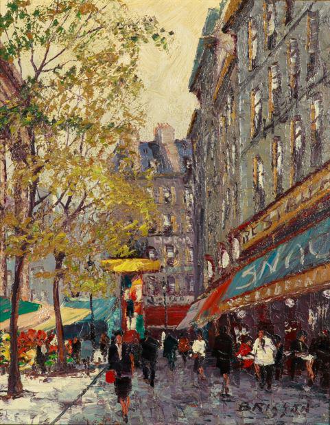 MARCEL BRISSON (French, b. 1915): Paris Street Scene Oil on canvas Signed lower right Size: 20 x 16 in.