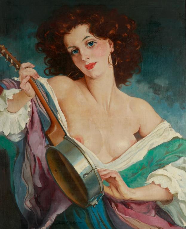 MARIA SZANTHO (Hungarian, 1898-1984): Gipsy Girl Oil on canvas Signed lower right; Signed and titled verso Size: 33.5 x 27.5 in.