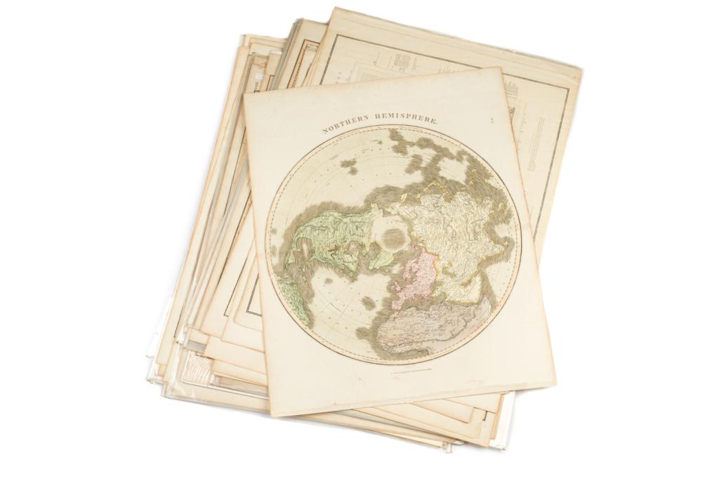 [JOHN THOMPSON'S A NEW GENERAL ATLAS] 45 Maps: [Collection of 45 maps] for John Thompson's A New General Atlas. Edinburgh, 1821. Approx. Approx. 53.8 x 70.8 cm (21.25" x 27.25"). Including:Arabia, Egypt, Abyssinia, Red Sea, &C. J. & G. Menzies Fcu