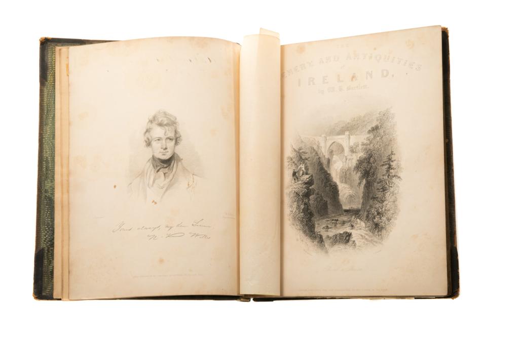 N.P. WILLIS. Scenery and Antiquities of Ireland: WILLIS, N.P.; COYNE, Stirling. The Scenery and Antiquities of Ireland. London: George Virtue. [circa 1840].2 volumes. Illustrated with engravings. 4to, 1/2 black calf and cloth, shelf wear.