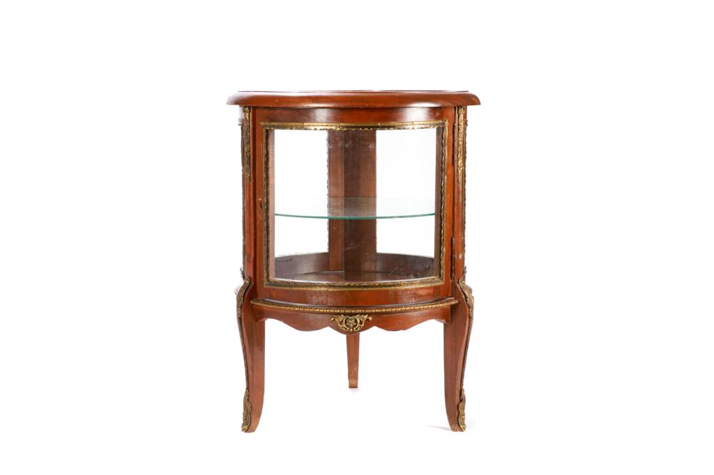 SMALL CIRCULAR CURIO CABINET: H. 29 Dia. 23 in.