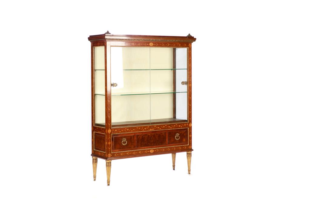 FRENCH MARQUETRY MAHOGANY DISPLAY CABINET (1 of 5)