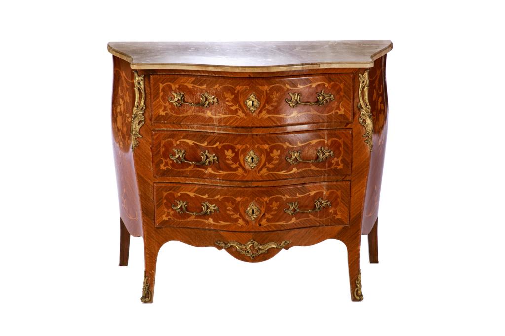 LOUIS XV STYLE BOMBE CHEST WITH ORMOLU MOUNTS (1 of 4)