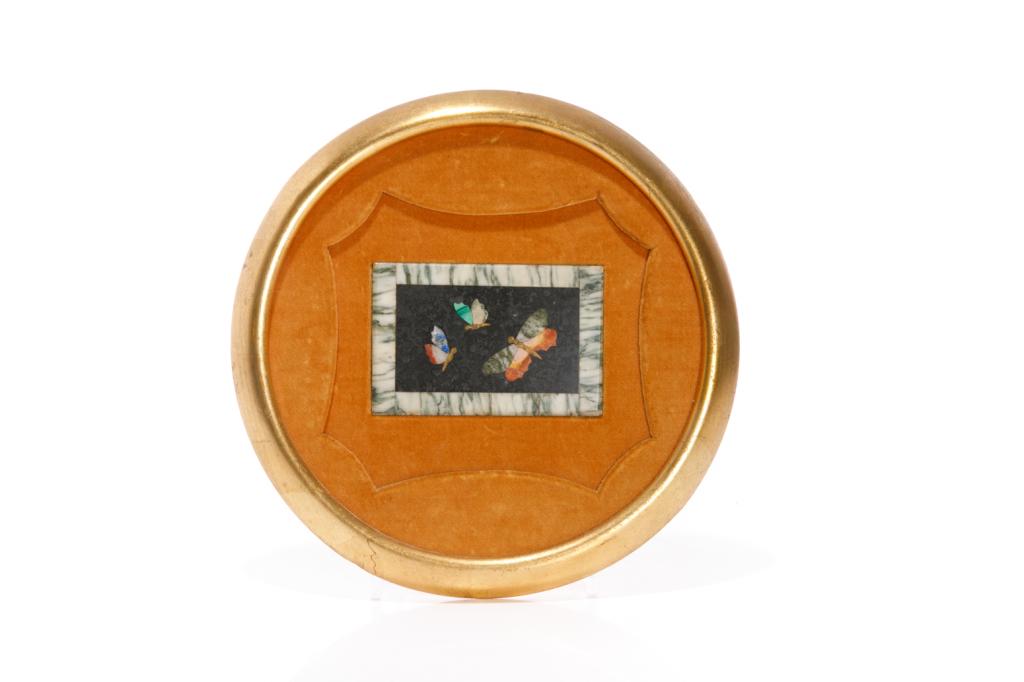 FRAMED PIETRA DURA MIXED STONE INLAY PLAQUE (1 of 3)