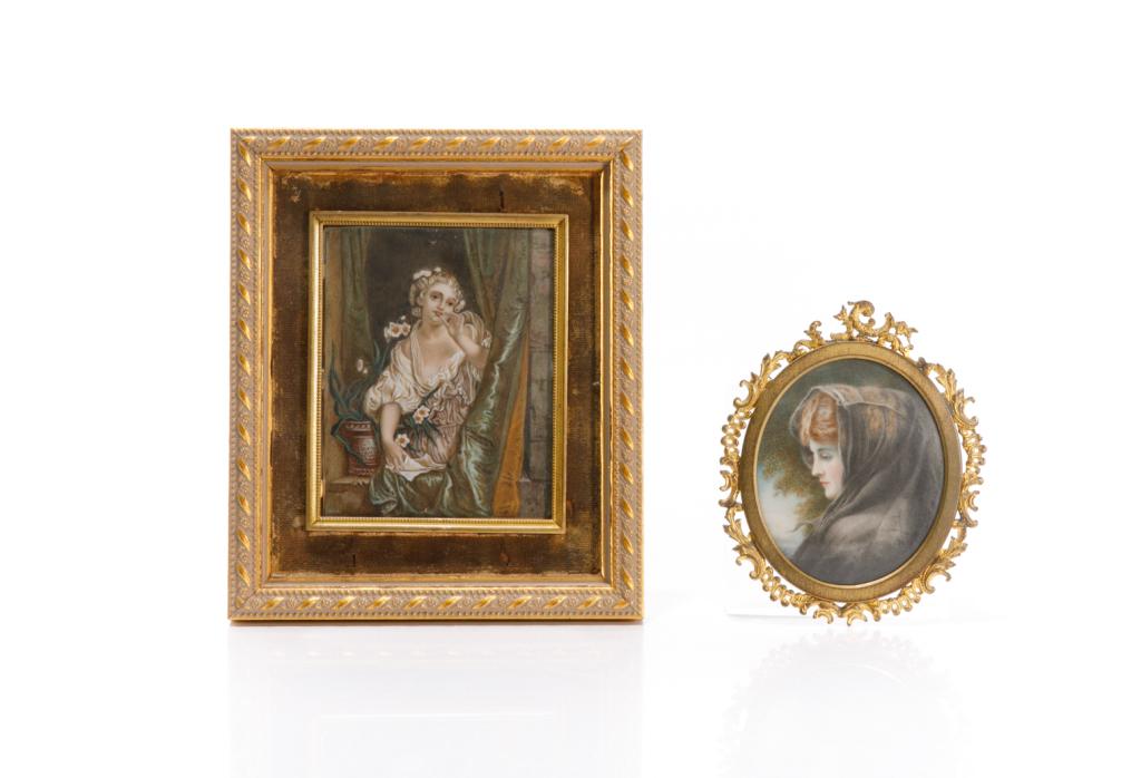 TWO FRAMED PORTRAIT MINIATURES (1 of 2)