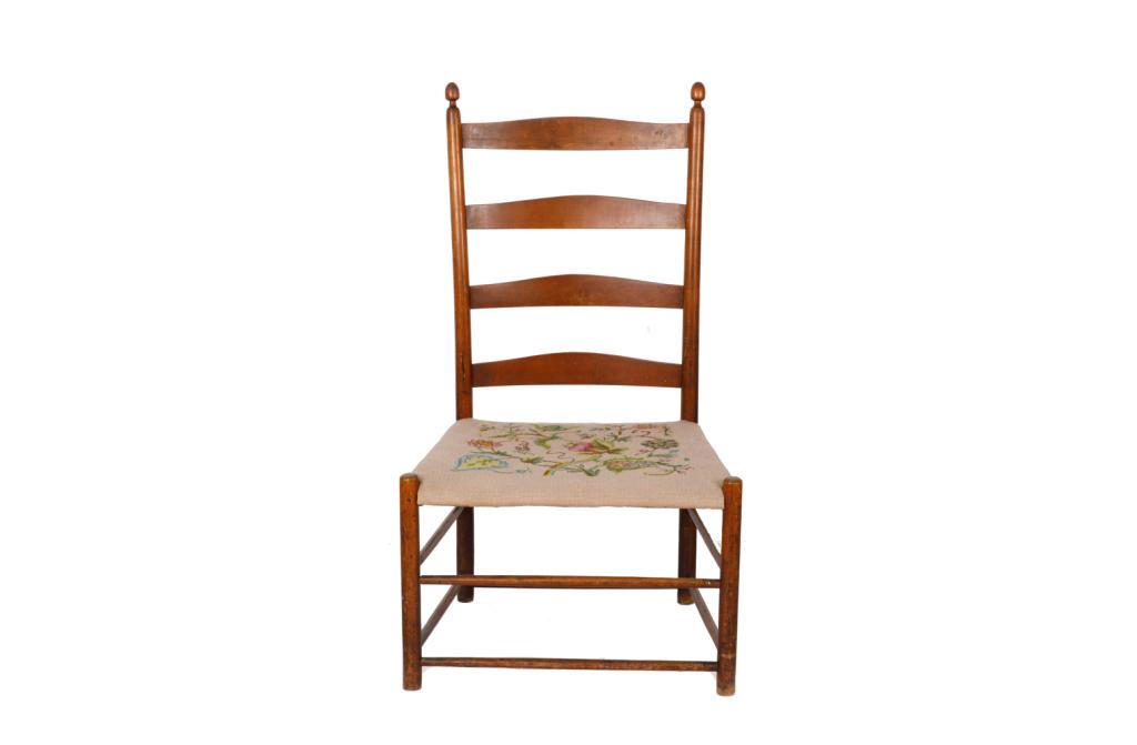 19TH C SHAKER PINE LADDER BACK CHAIR (1 of 6)