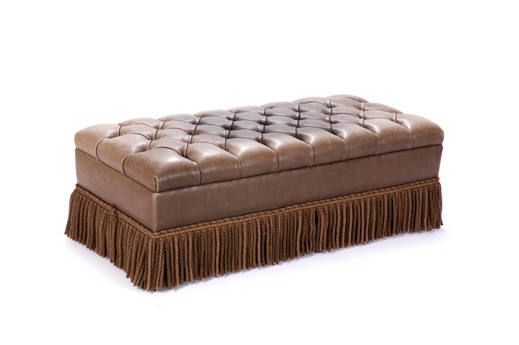 LEATHER TUFTED OTTOMAN (1 of 2)
