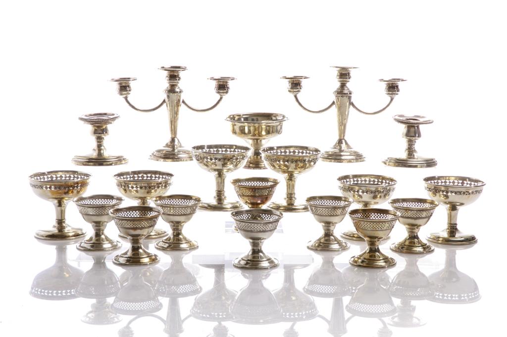 ASSORTED SILVER COUPES & CANDLESTICKS, 670g (1 of 6)