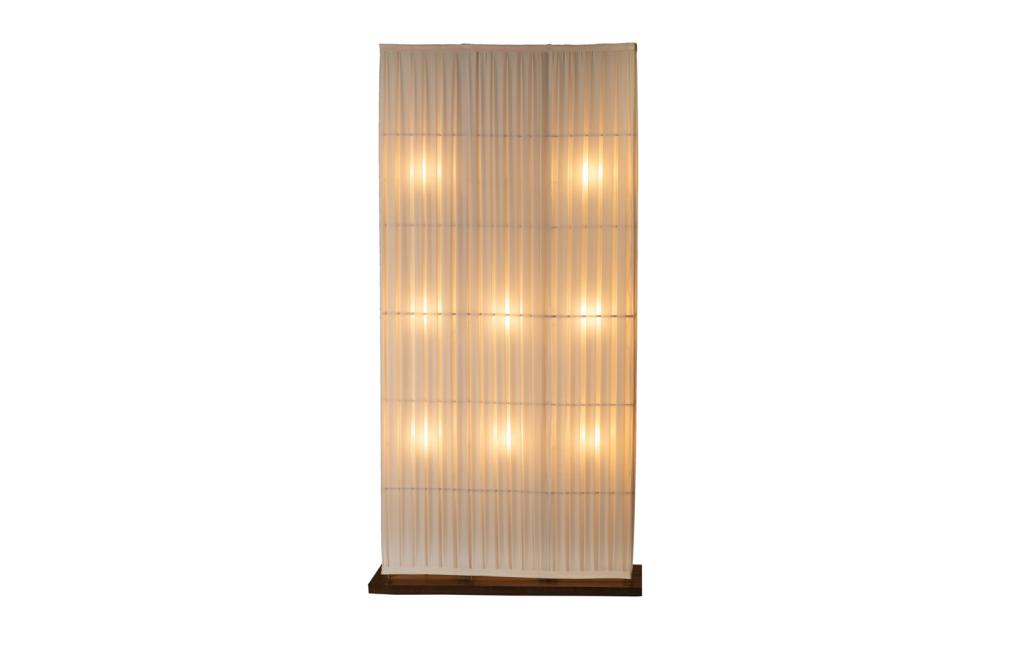 DIX HEURES DIX PARAVENT FLOOR LAMP: Design Fabrice Berrux. Floor lamp with white ribbon form. Retailed by Roche Bobois. H. 77 1/2" W. 38 1/2" D. 8"