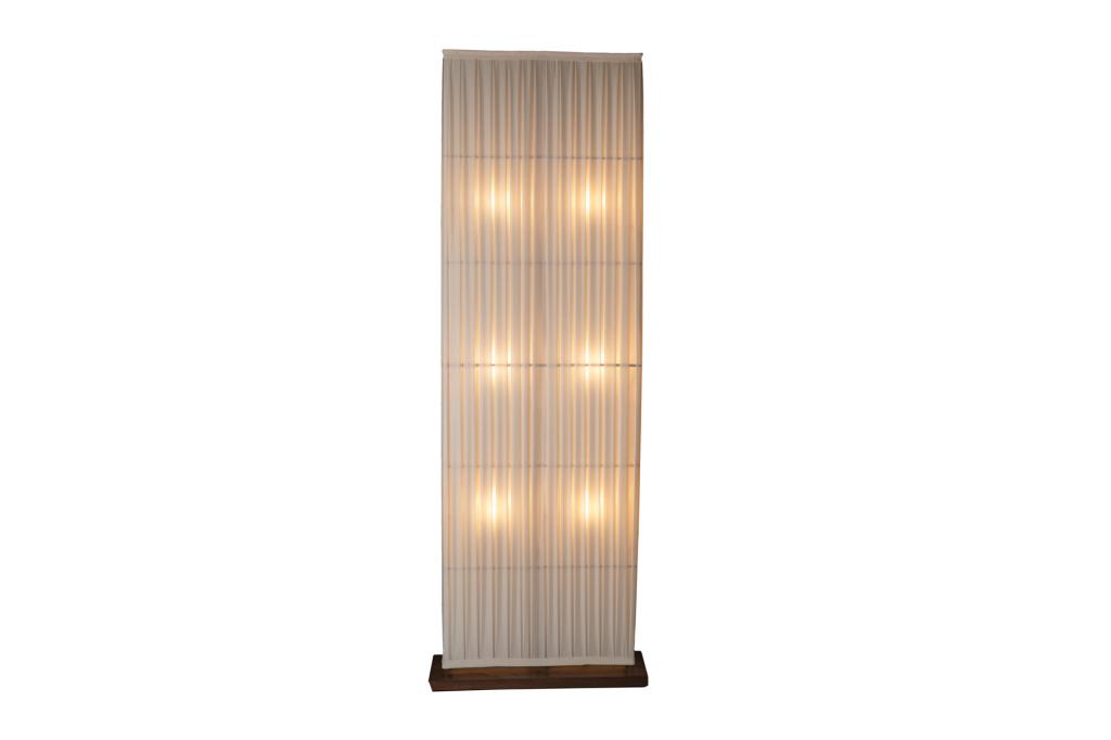 DIX HEURES DIX PARAVENT FLOOR LAMP: Design Fabrice Berrux. Floor lamp with white ribbon form. Retailed by Roche Bobois. H. 77 1/2" W. 27" D. 8"