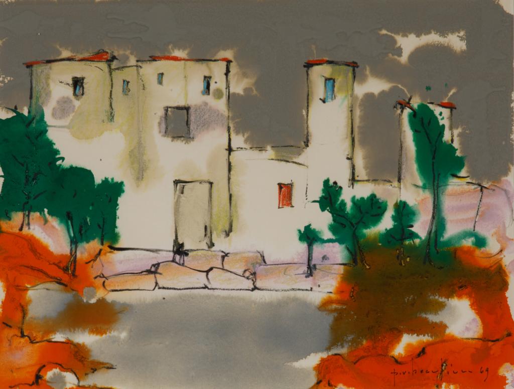 PAUL-VANIER BEAULIEU (Canadian, 1910-1996): Mediterranean Landscape (1969) Watercolour Signed and dated lower right Size: 18.75 x 24.5 in. (sheet sight)