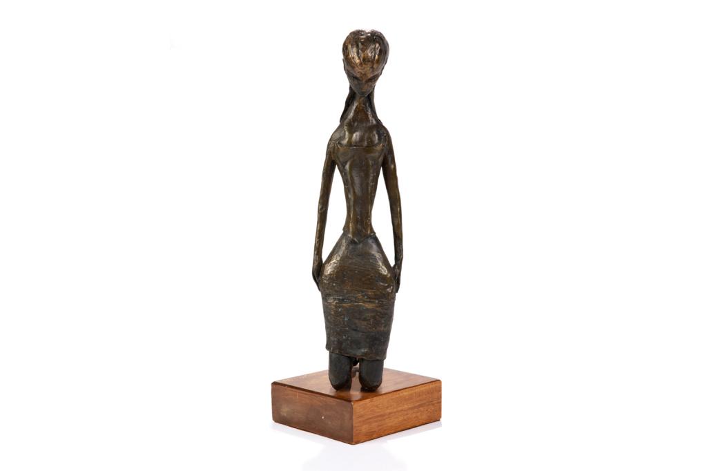 BARRIE SHAW-RIMMINGTON (Canadian, b. 1923): Girl Kneeling Bronze Signed and dated '66 in ink to base H: 14"