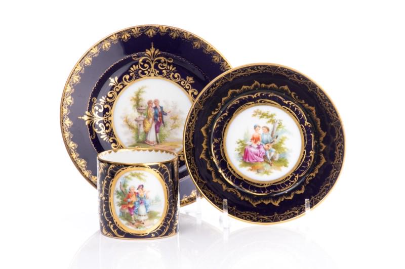 19TH C HAND PAINTED VIENNA PORCELAIN TRIO (1 of 5)