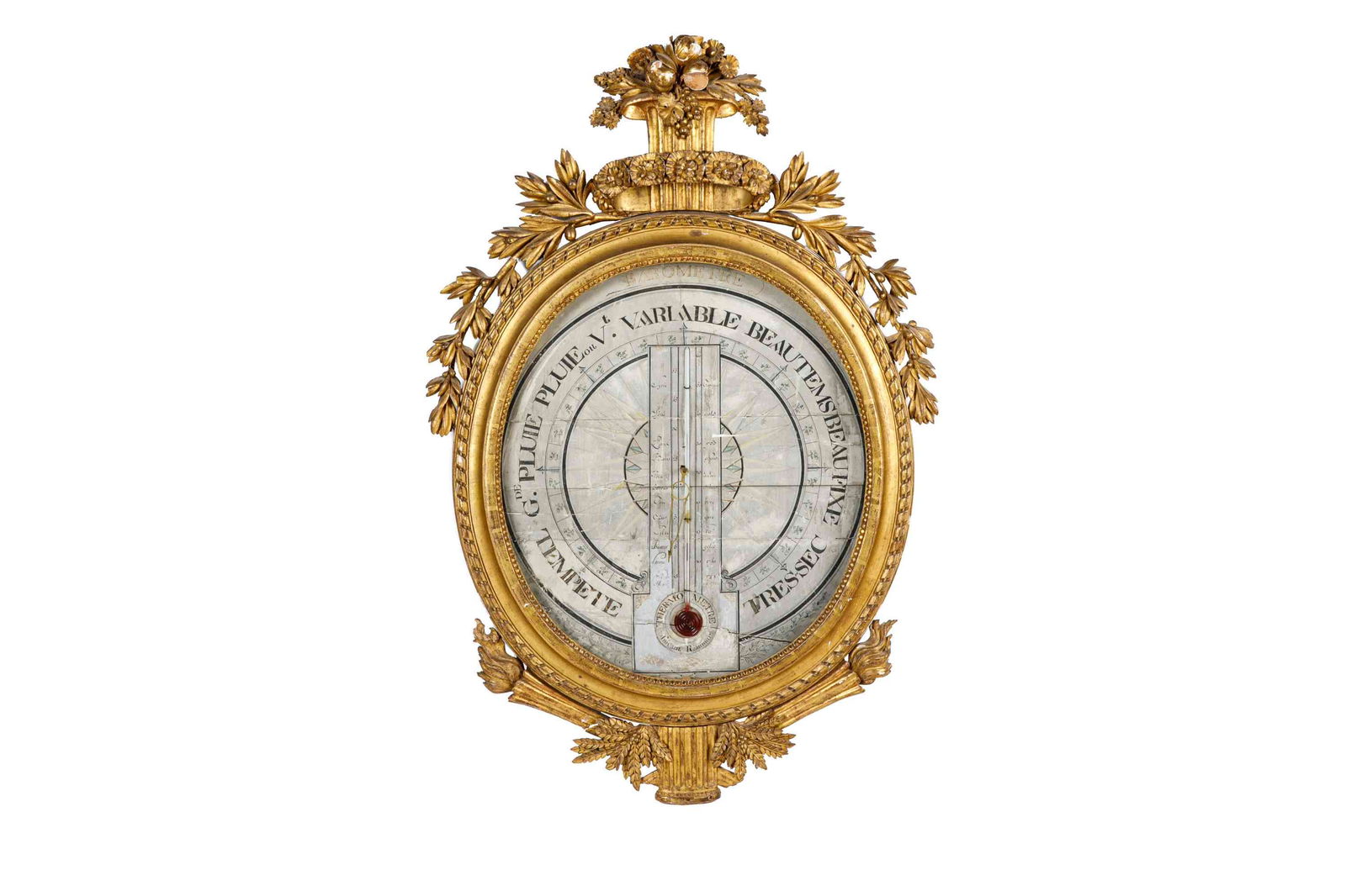 18TH C FRENCH CARVED GILT FRAMED BAROMETER (1 of 5)