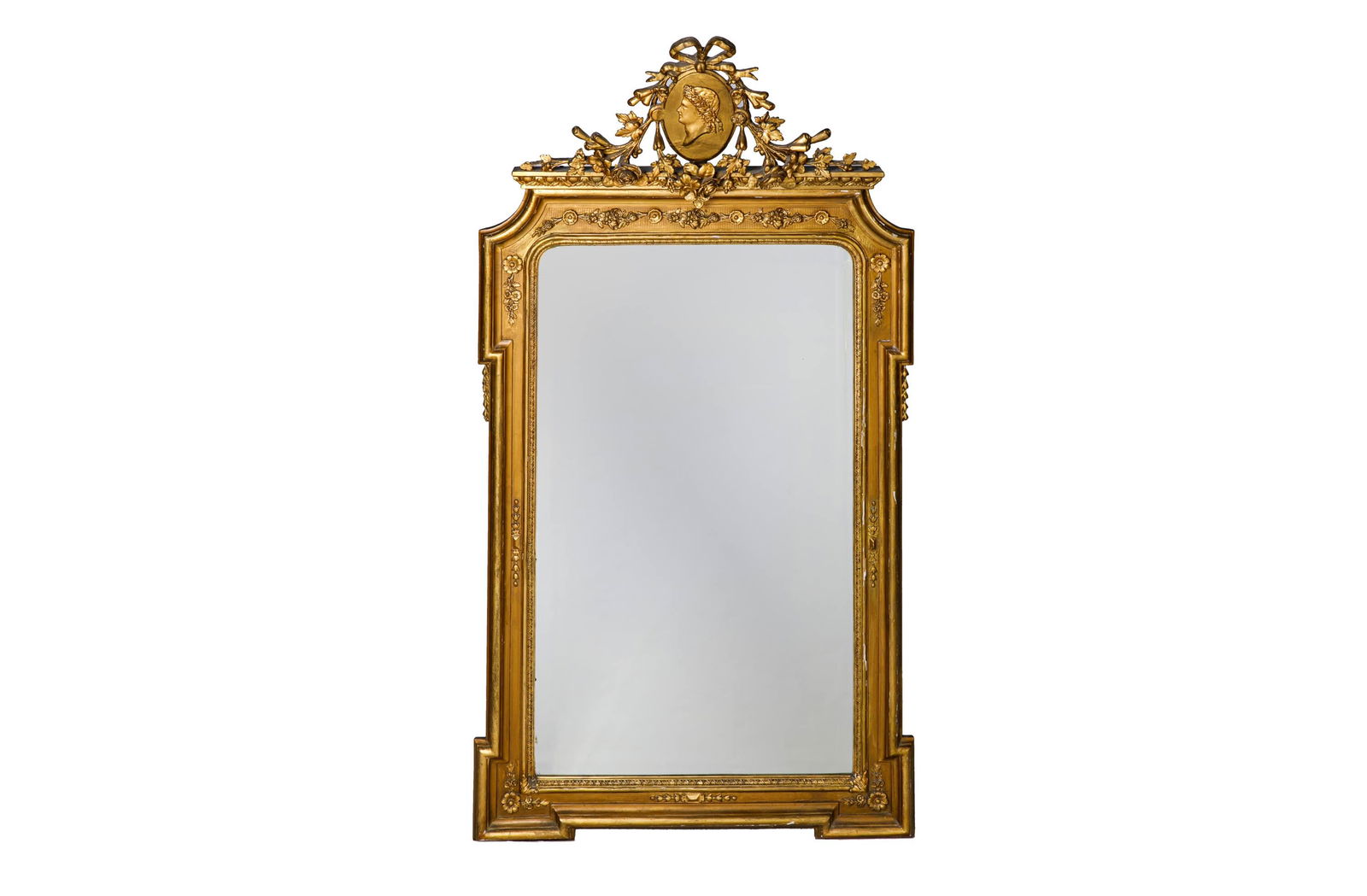 ANTIQUE CARVED GILTWOOD MIRROR (1 of 2)