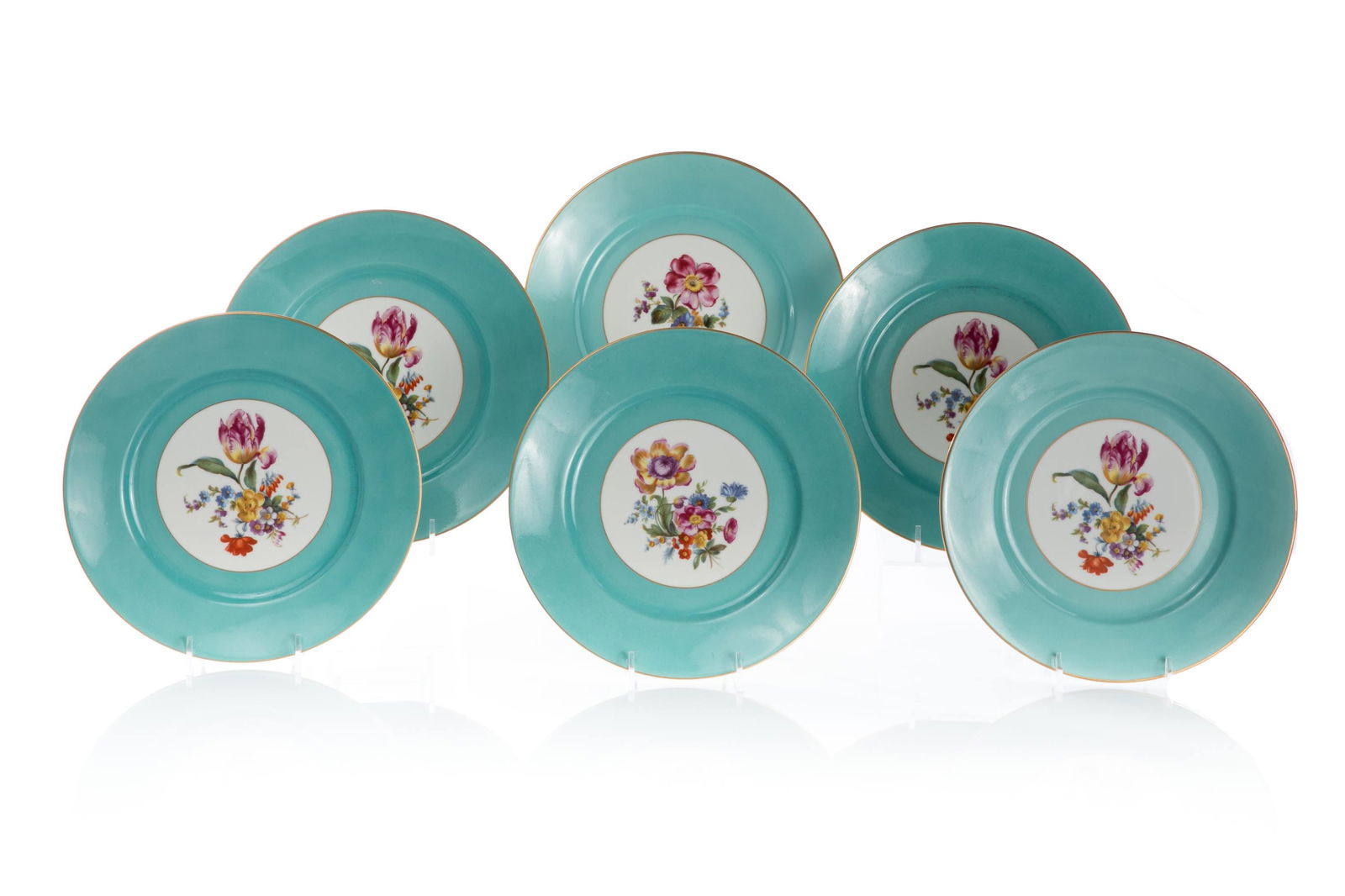 SIX RICHARD GINORI FLORAL LUNCHEON PLATES (1 of 2)