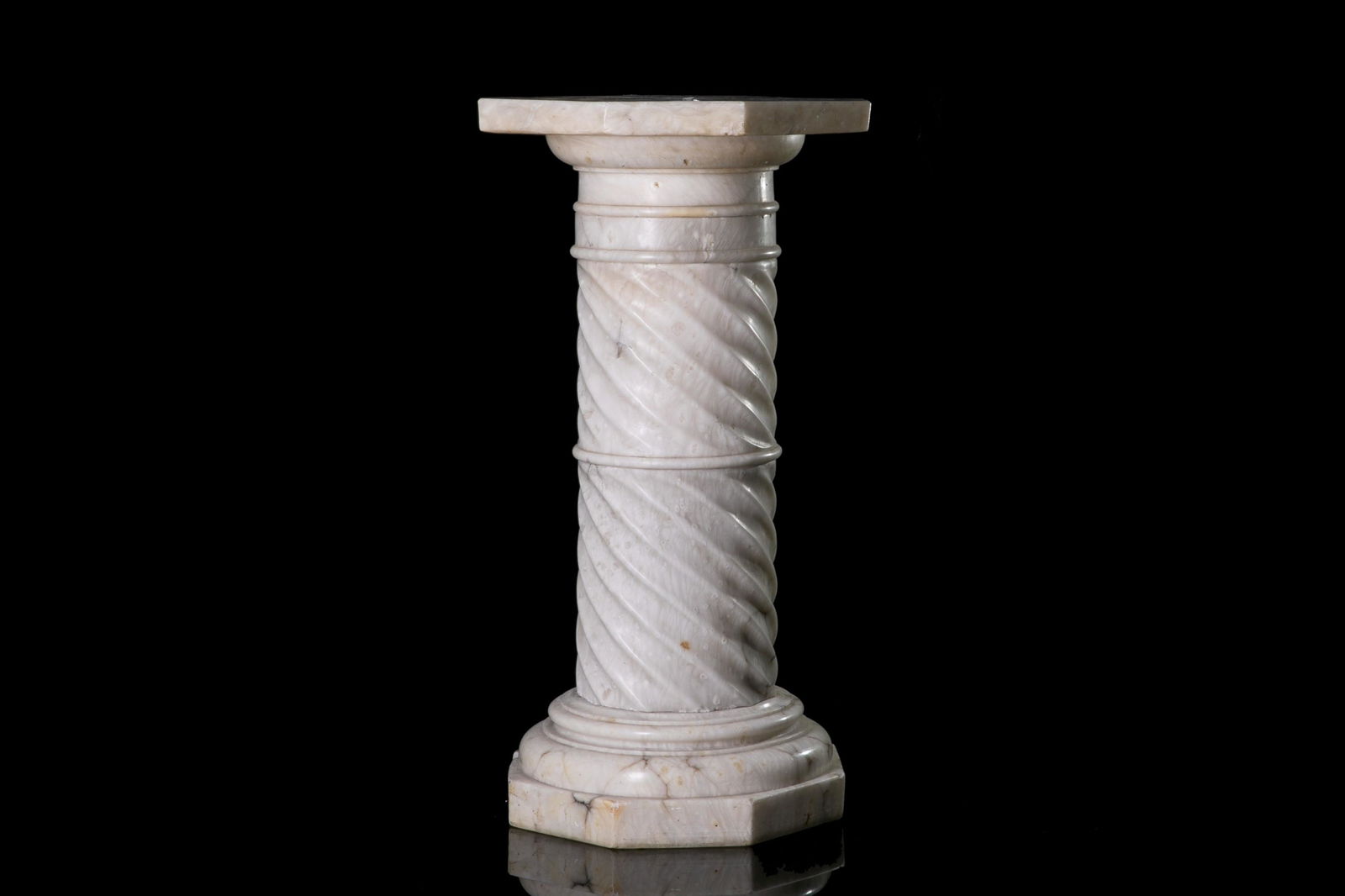ANTIQUE CARVED ALABASTER PEDESTAL (1 of 4)