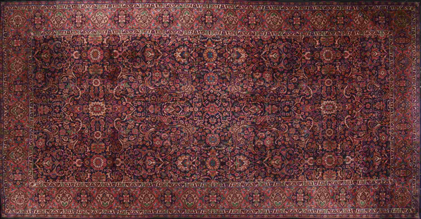 NAVY GROUND PERSIAN KERMAN CARPET (1 of 5)