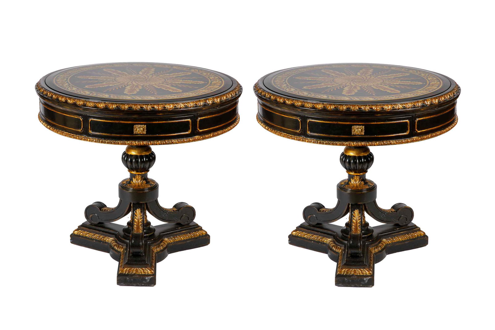 PAIR OF MAITLAND SMITH EBONIZED CIRCULAR TABLES (1 of 7)