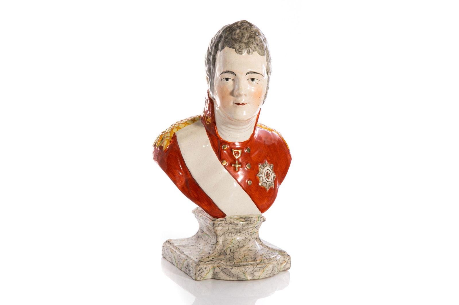 19TH C STAFFORDSHIRE POTTERY BUST TSAR ALEXANDER (1 of 5)