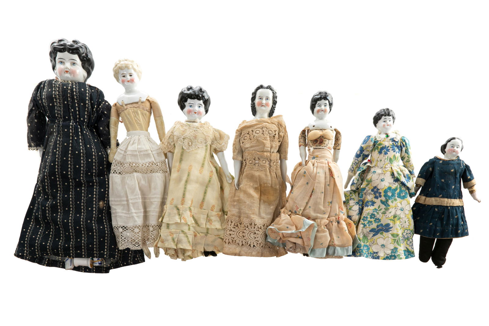 SEVEN ANTIQUE GERMAN PORCELAIN DOLLS (1 of 6)