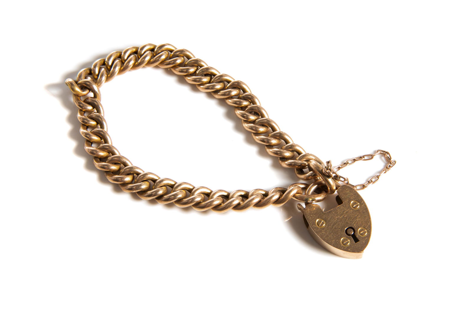 ANTIQUE GOLD CURB LINK BRACELET, 11g (1 of 5)