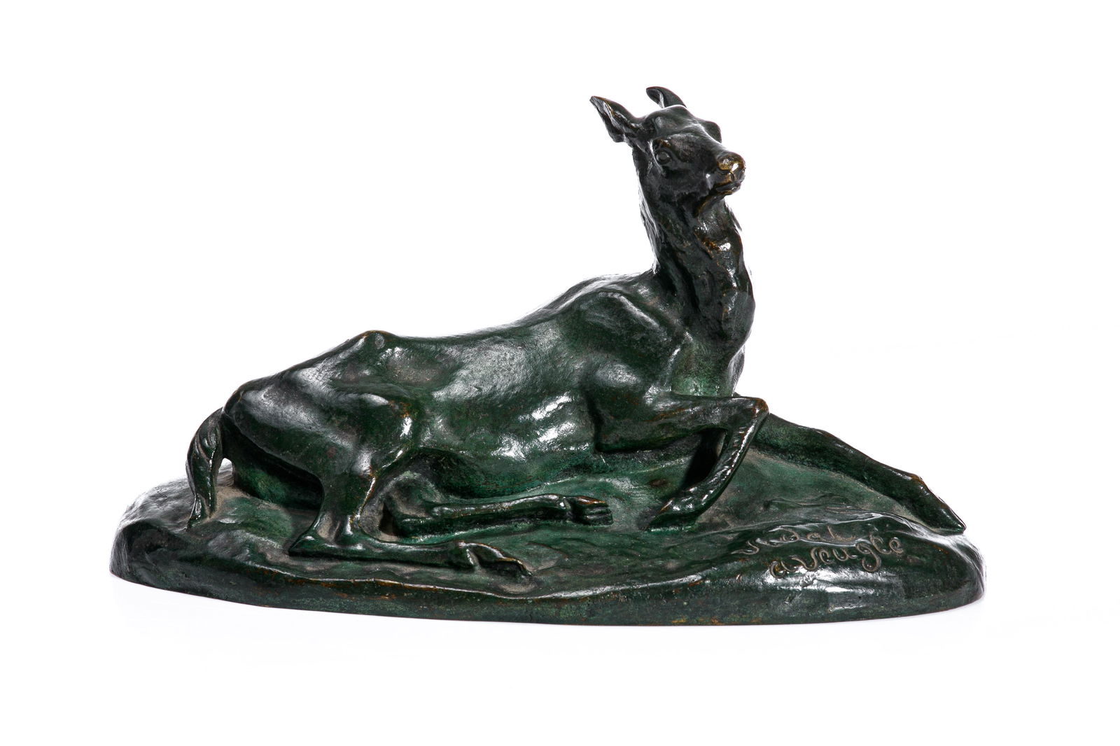 BRONZE FIGURE OF A DEER, SIGNED VIDAL (1 of 8)
