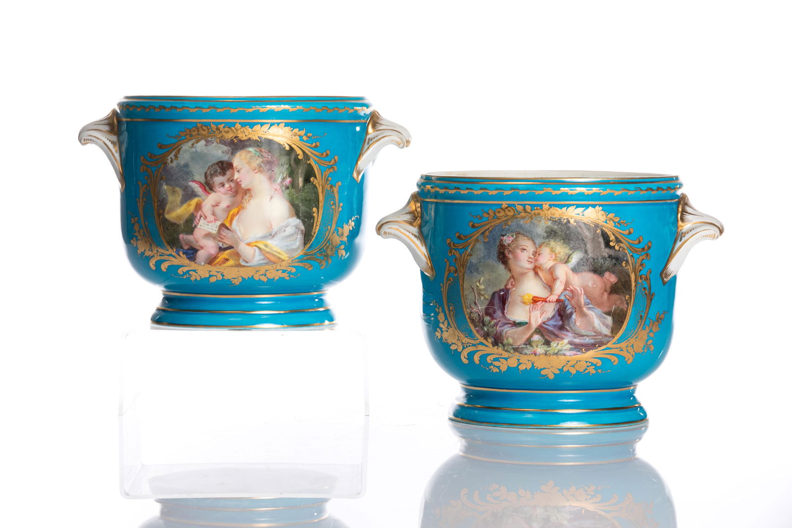 PAIR OF FRENCH SEVRES STYLE PORCELAIN CACHE POTS (1 of 6)