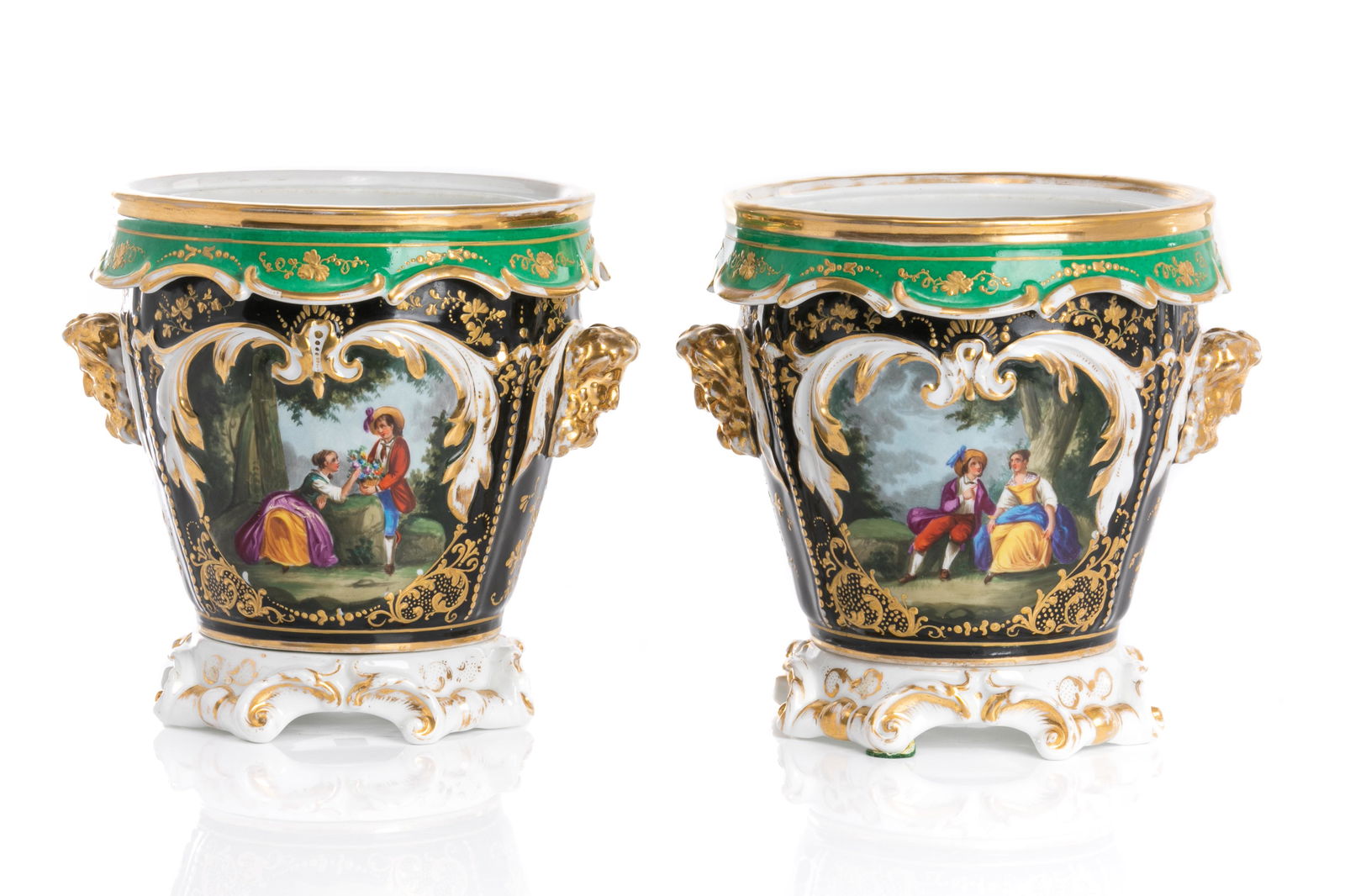 PAIR OF HAND PAINTED PORCELAIN CACHE POTS (1 of 7)