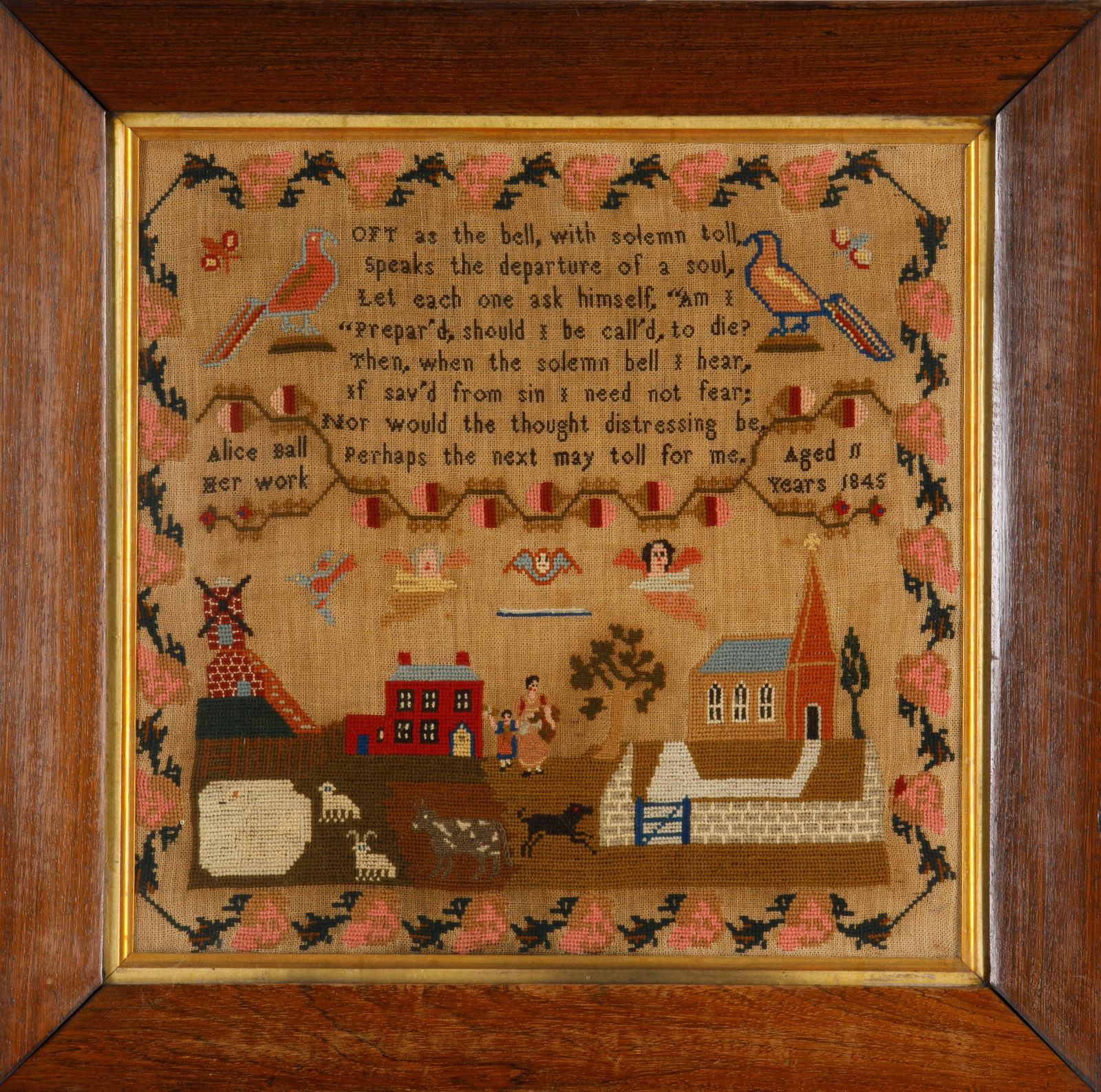 VICTORIAN FRAMED NEEDLEPOINT SAMPLER (1 of 3)