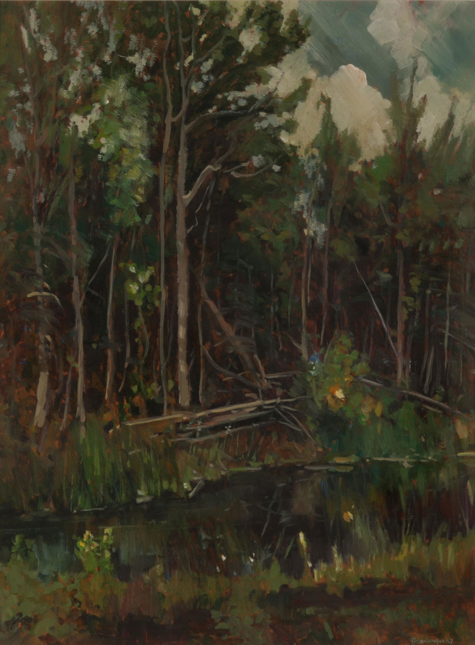 YVETTE BOULANGER (Canadian,1932-2015): Parc Papineau-Labelle Oil on Masonite Signed and dated lower right; signed, titled and dated verso Size: 24 x 16 in.