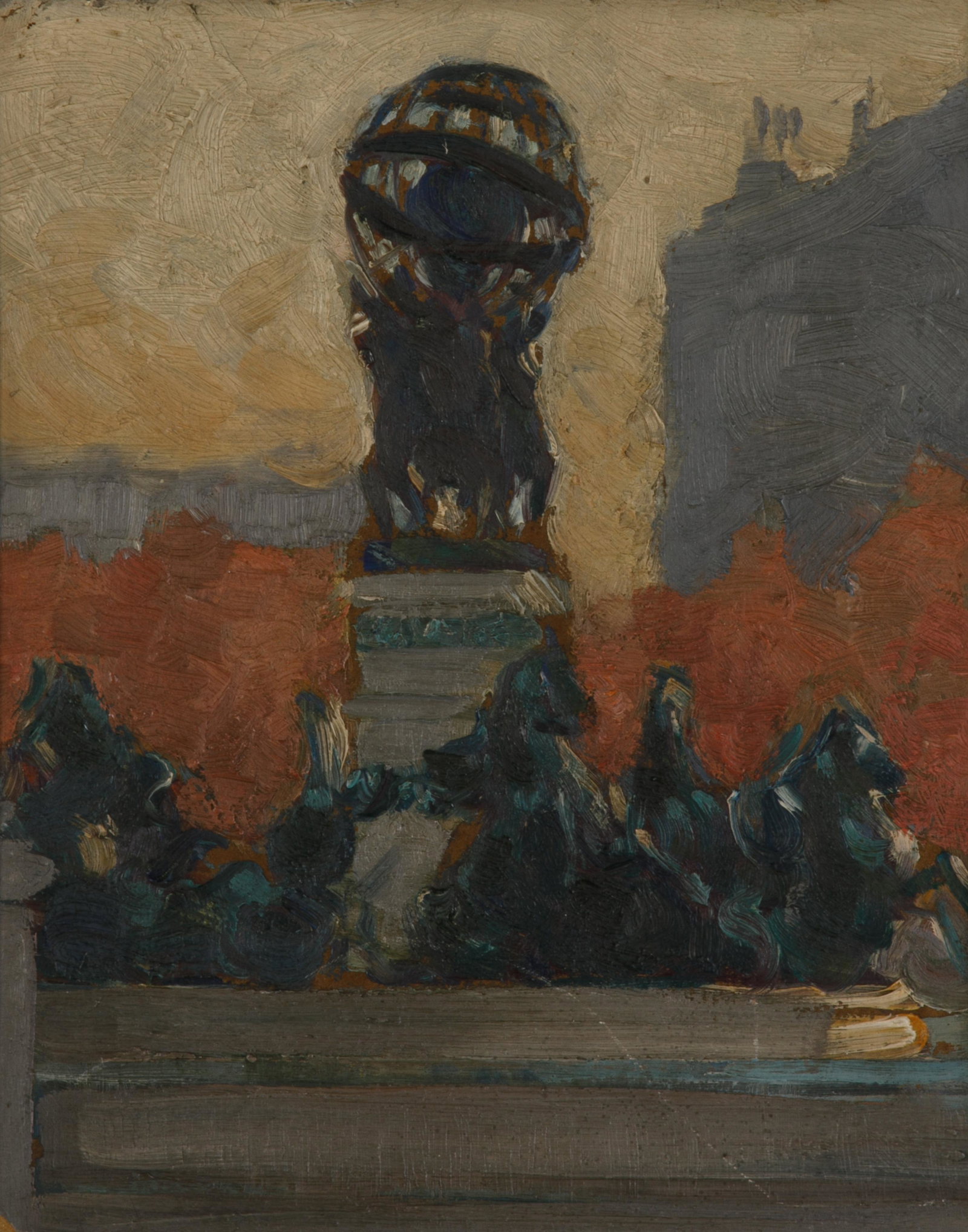 ATTRIB. JOSEPH ERNEST SAMPSON (Cdn., 1887-1946): Paris Fountain Oil on board Signed faintly verso Size: 9.25 x 11.5 in.