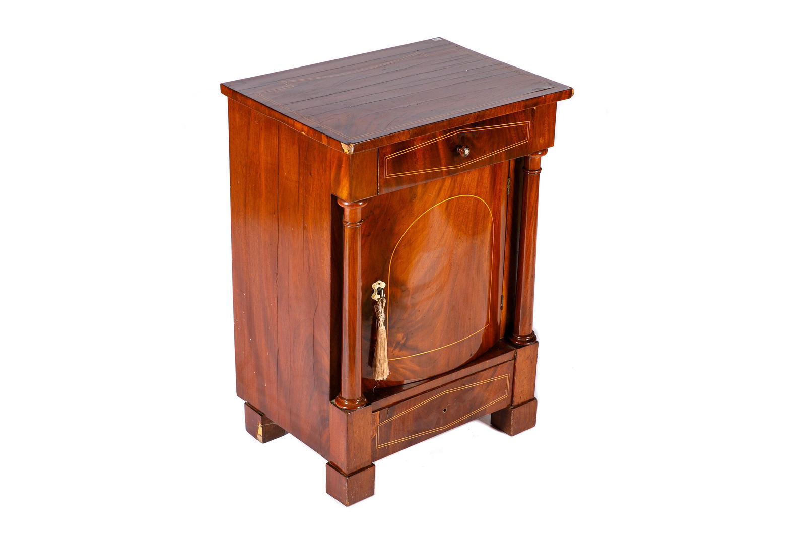 SMALL FLAME MAHOGANY SIDE TABLE (1 of 4)