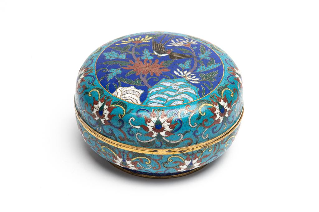 EARLY CHINESE CLOISONNE CIRCULAR COVER BOX (1 of 6)