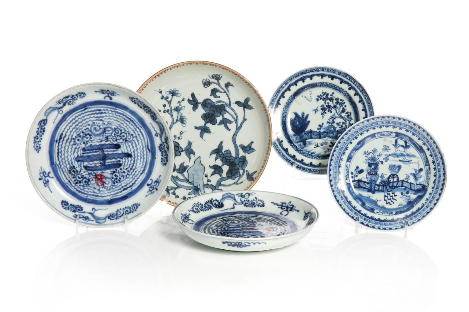 FIVE CHINESE BLUE & WHITE PORCELAIN DISHES (1 of 3)