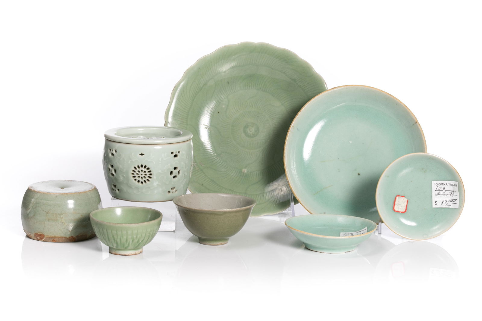 LOT OF ASSORTED CELADON PORCELAINS (1 of 6)