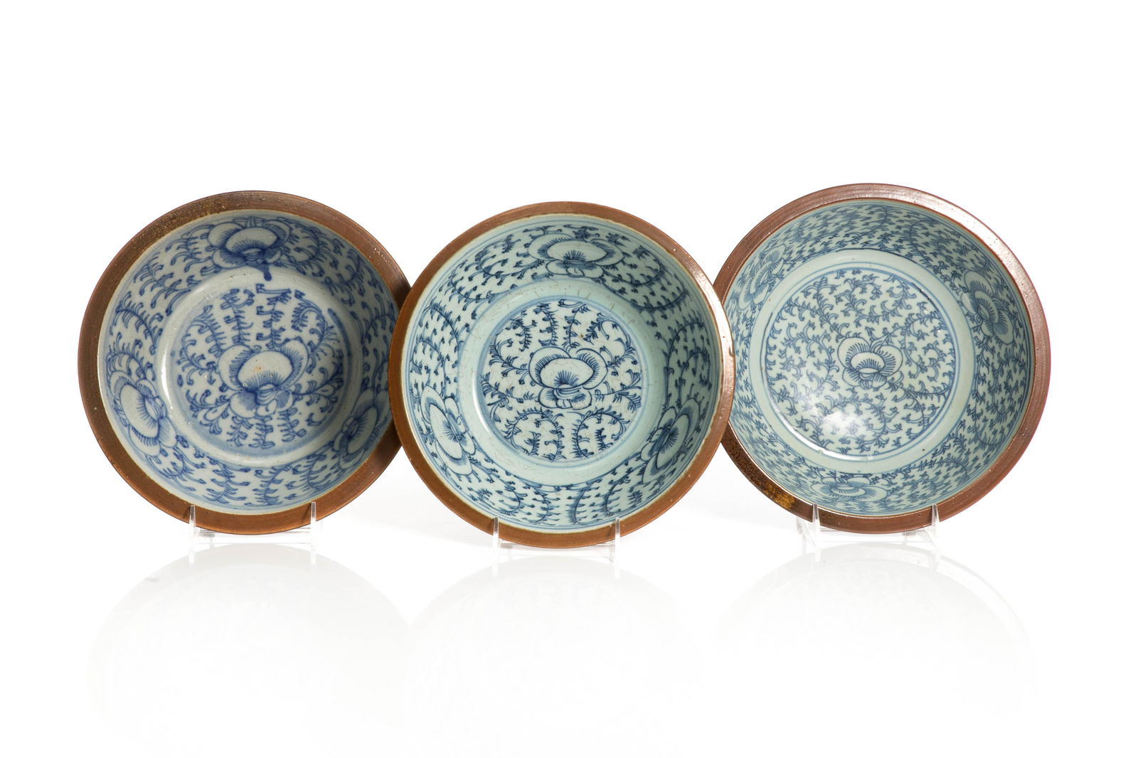 THREE 19TH C CHINESE PORCELAIN CAFE AU LAIT BOWLS (1 of 4)