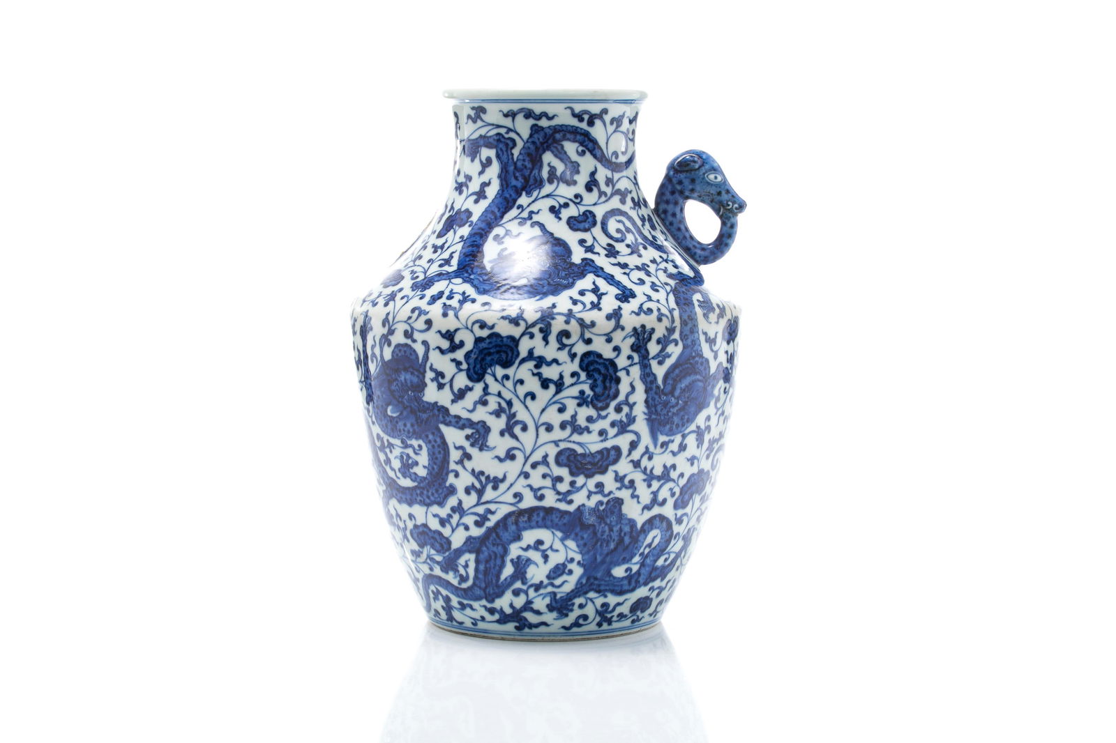 BLUE AND WHITE CHINESE DRAGON HU VASE (1 of 5)