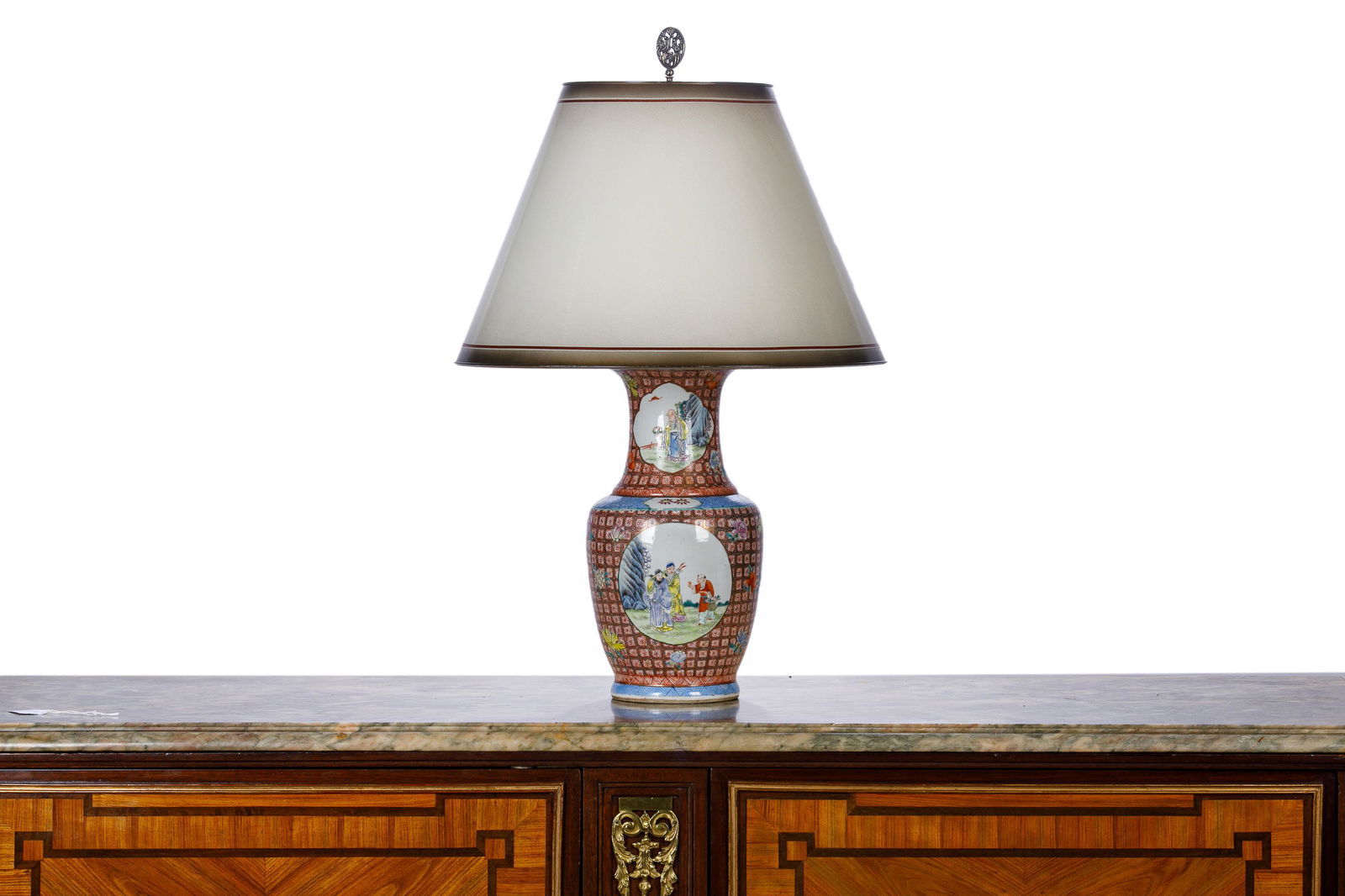 CHINESE FAMILLE ROSE VASE MOUNTED AS TABLE LAMP (1 of 4)