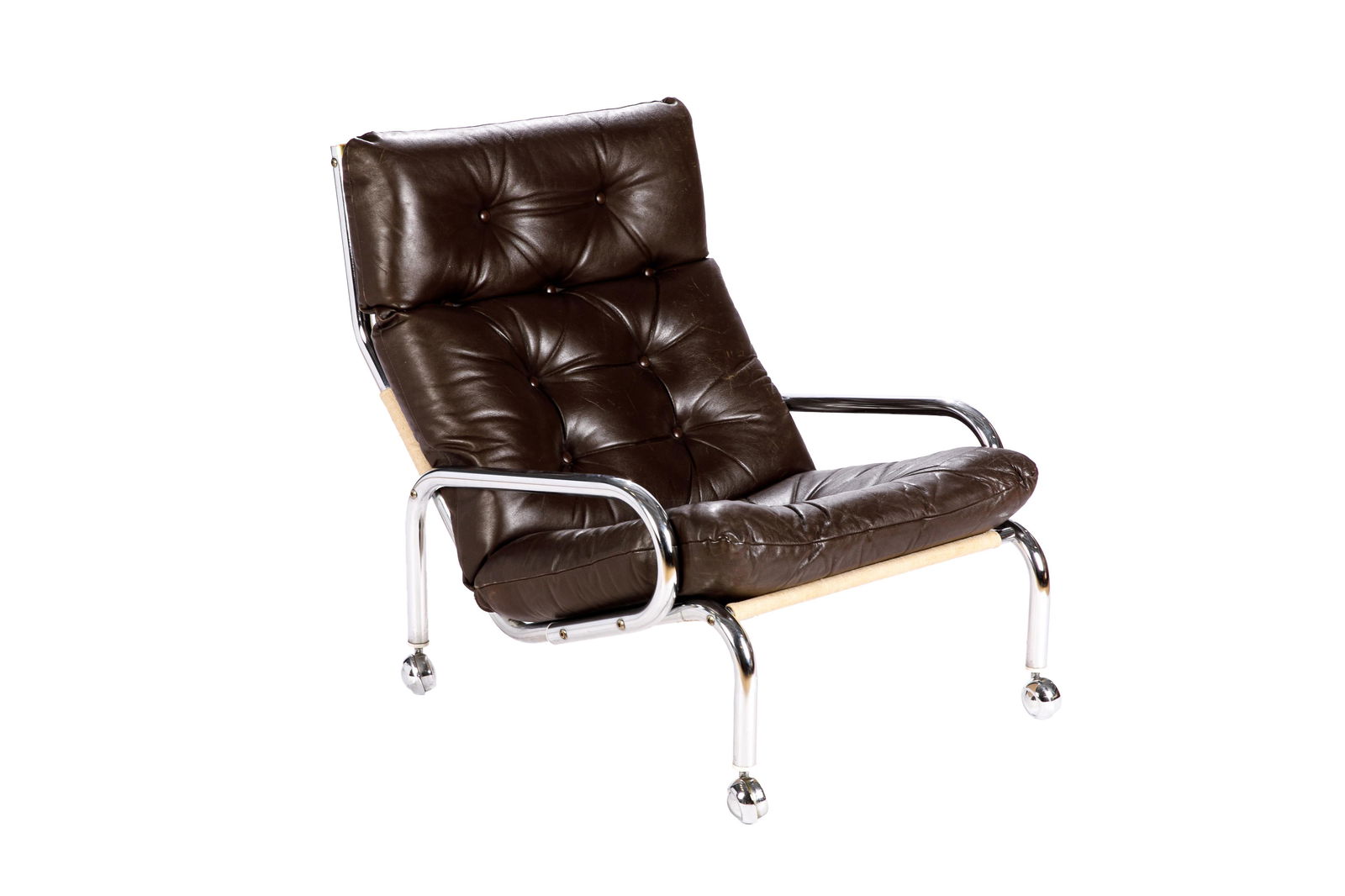 MCM CHROME & LEATHER LOUNGE CHAIR (1 of 6)