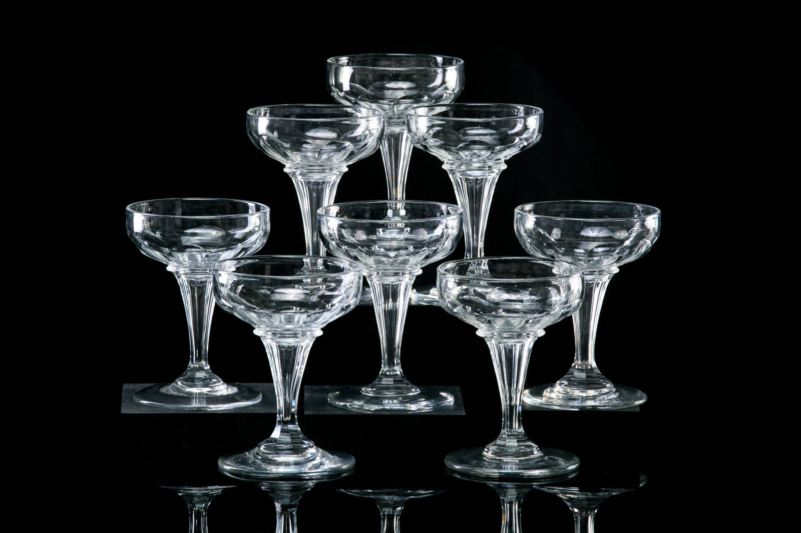 EIGHT CUT GLASS CHAMPAGNE COUPES (1 of 1)