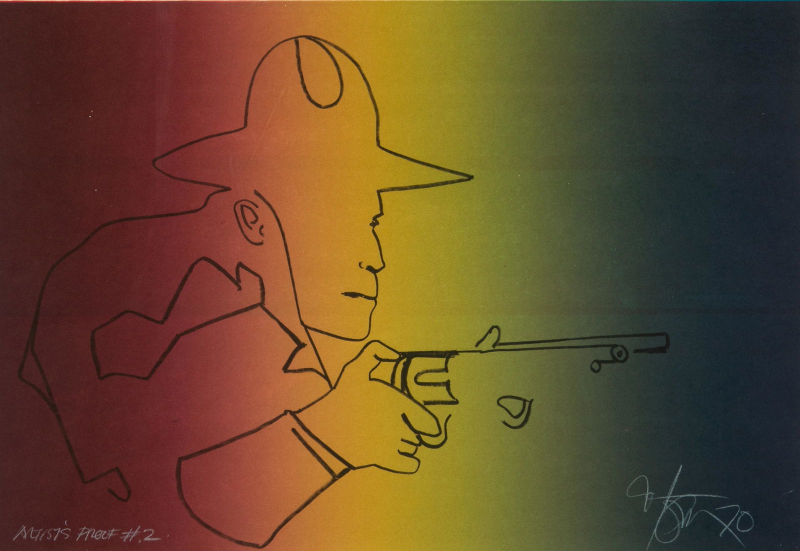 HAROLD BARLING TOWN (Canadian, 1924-1990): William S. Hart (Half Length) (1970) Lithograph in colour Signed, titled and numbered Artist's Proof # 2 Size: 13 1/4 x 19 1/2 in. (sight)