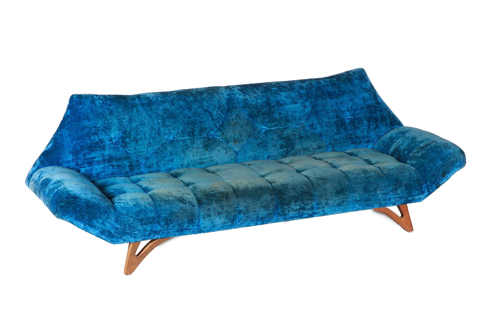 VINTAGE BLUE UPHOLSTERED SOFA  AFTER GIO PONTI (1 of 3)