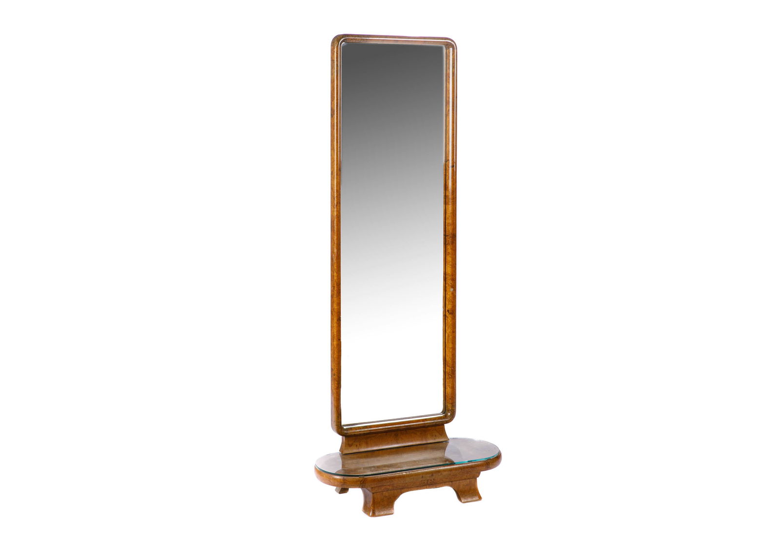 ART DECO BURLED WALNUT FULL LENGTH MIRROR (1 of 2)
