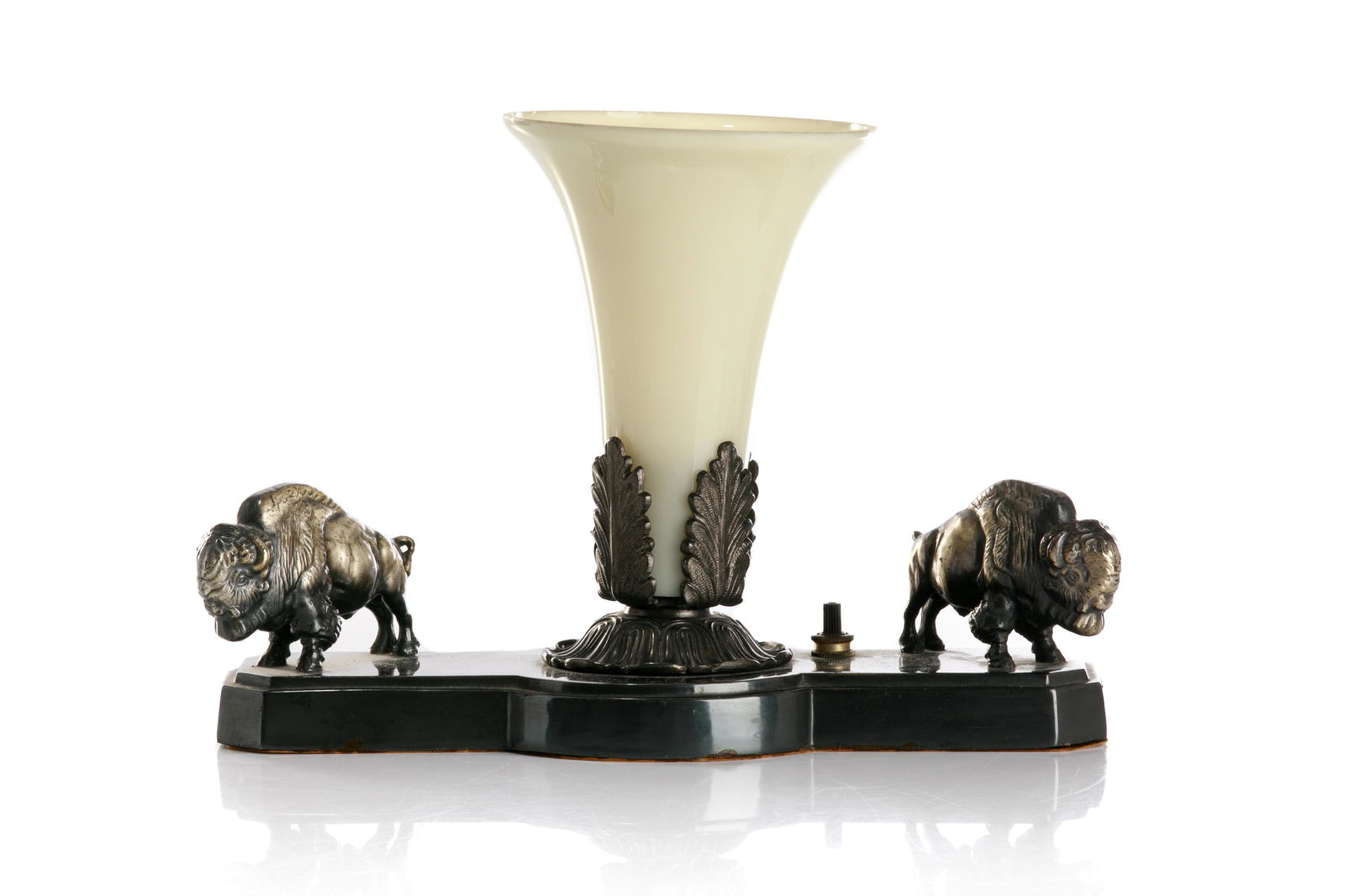 ART DECO STYLE PATINATED METAL BUFFALO DESK LAMP (1 of 4)