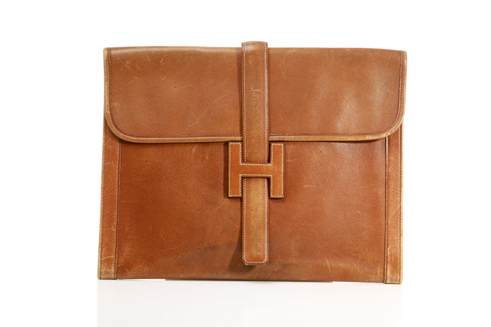 VINTAGE HERMES TAN LEATHER GM JIGE BAG (1 of 3)