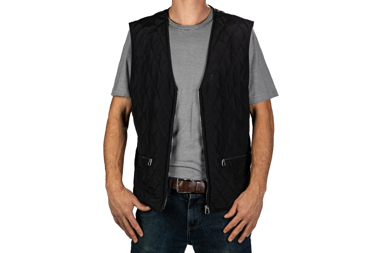 HERMES MEN'S BLACK PADDED QUILTED VEST (1 of 3)
