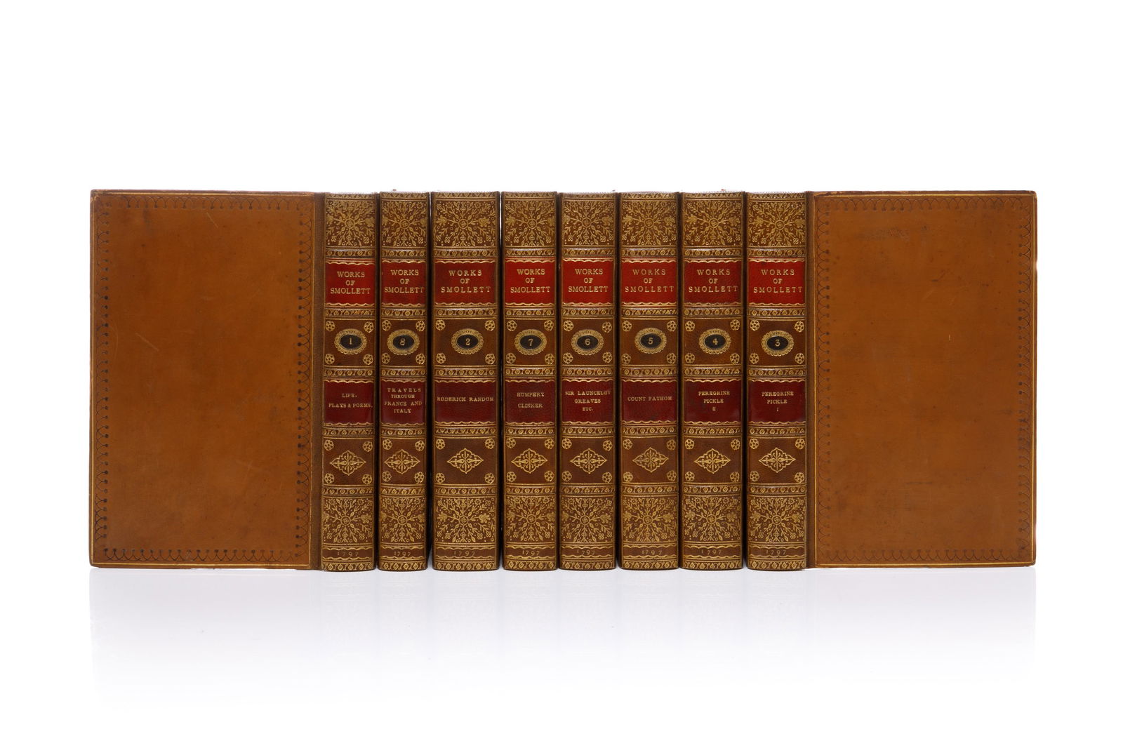 [BINDINGS] MOORE: THE WORKS OF TOBIAS SMOLLETT (1 of 2)