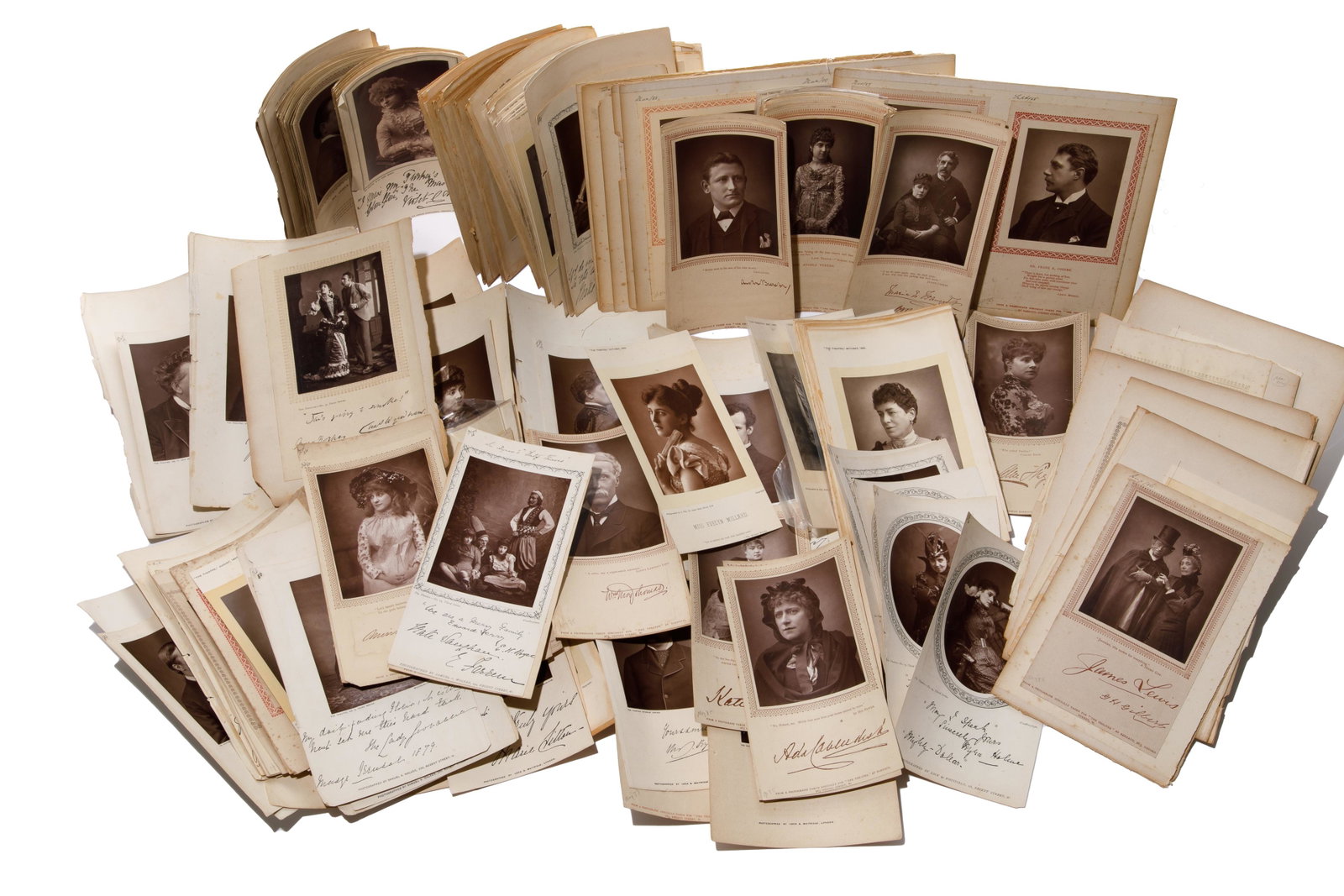 [PHOTOGRAPHY] 350 WOODBURYTYPES OF ACTORS: [PHOTOGRAPHY] 350 Woodburytype portraits of Actors A collection of 350+ mounted Woodburytypes with letterpress and facsimile autograph from "TheTheatre." c.1880s and 1890s. Photographs taken for the 1
